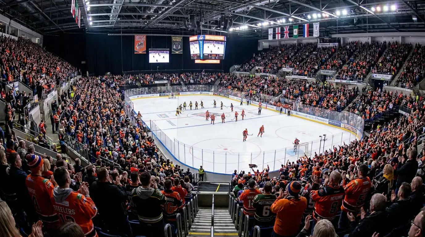 Crowded EIHL stadium reflecting rising average attendances across recent seasons