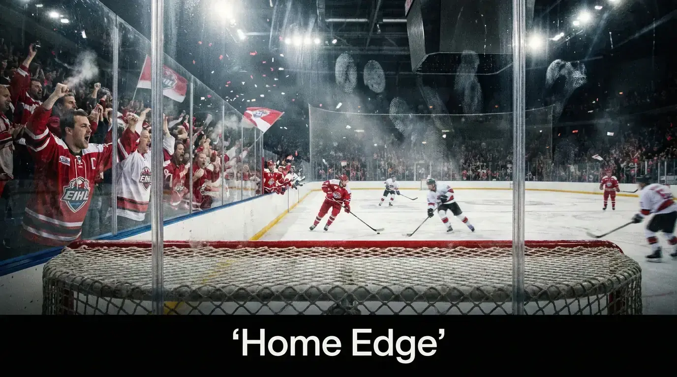 A roaring EIHL home crowd behind the glass as the home side attacks the net