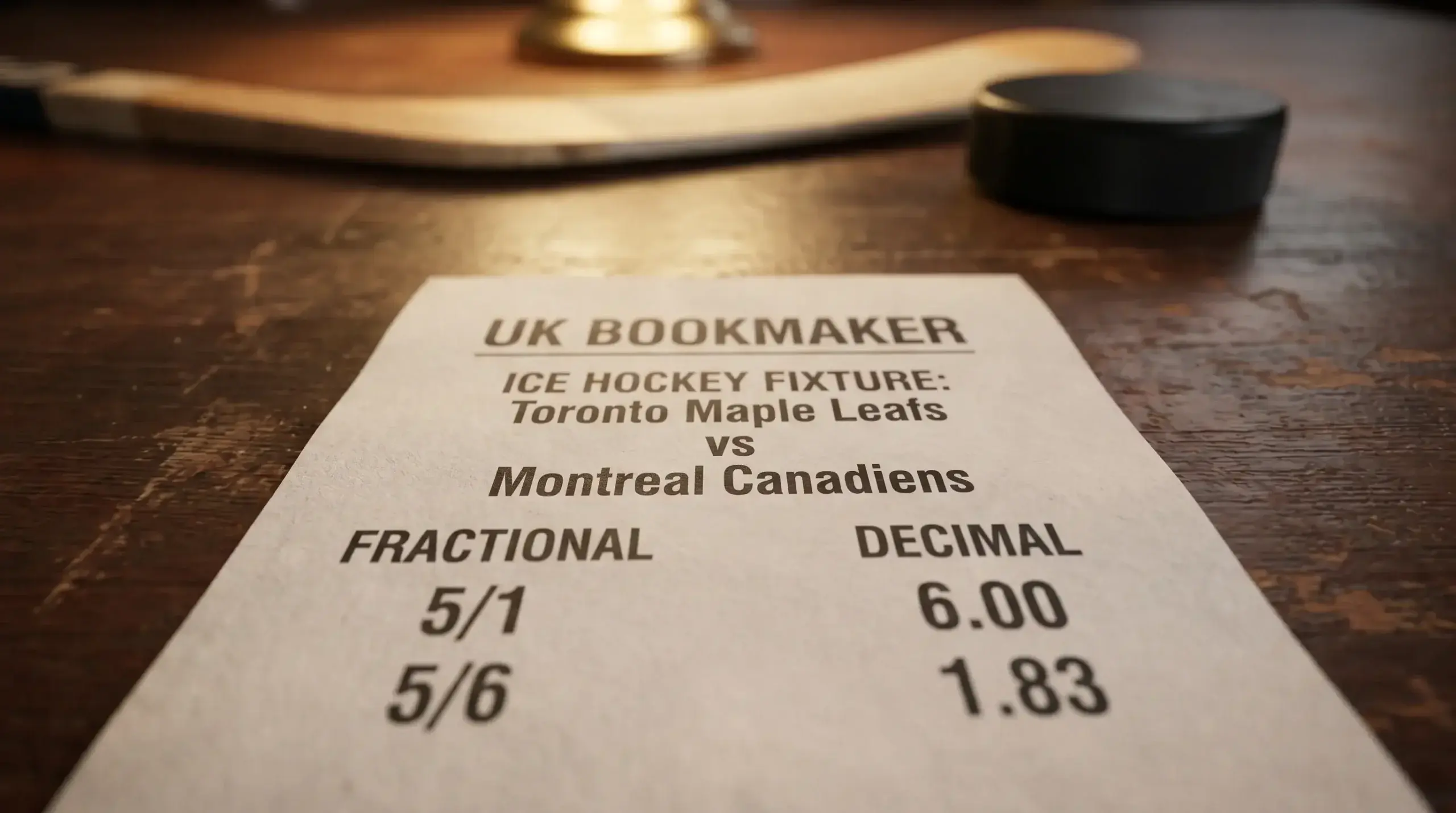 Fractional and decimal ice hockey odds compared side by side on a UK betting slip