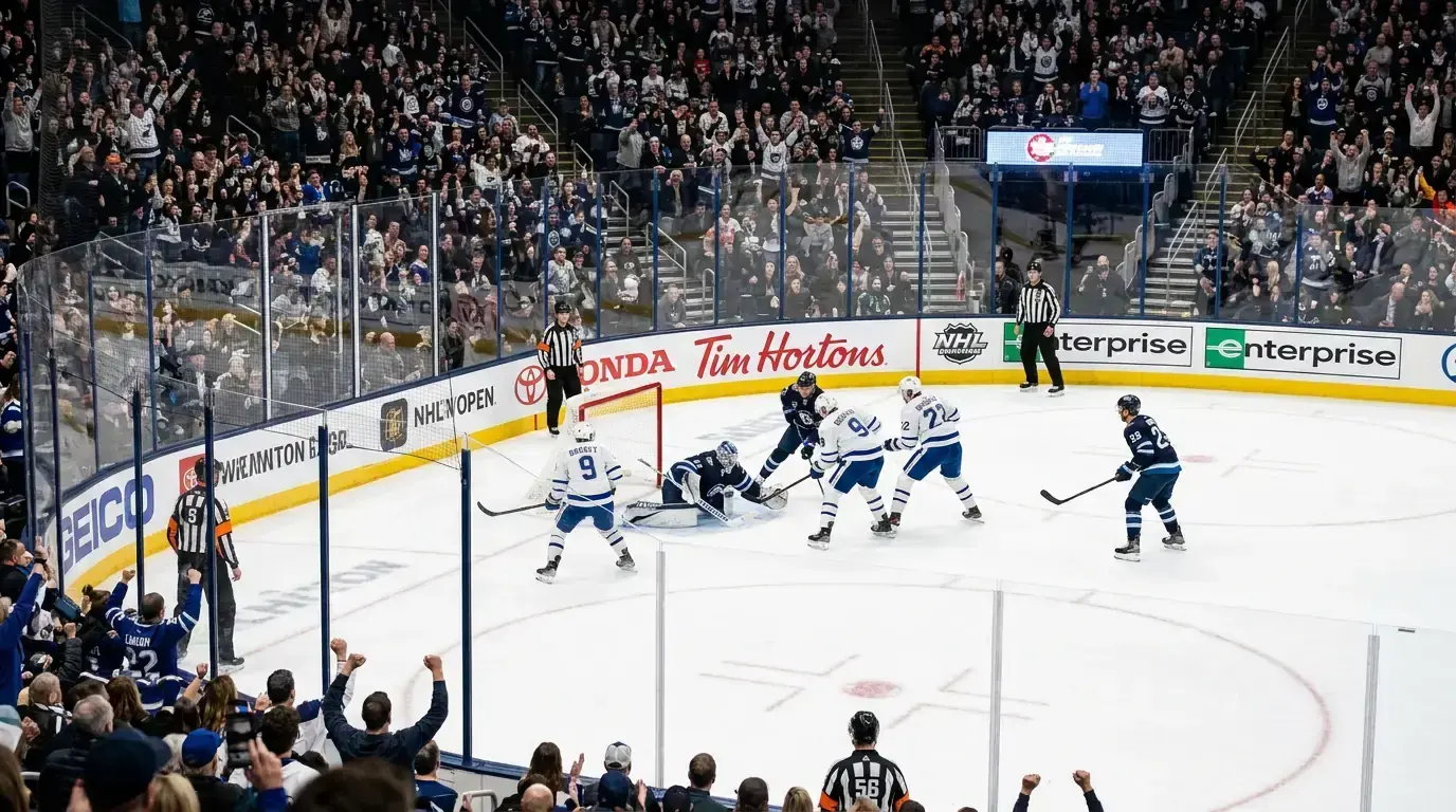 A momentum-shifting attacking surge during a live ice hockey game