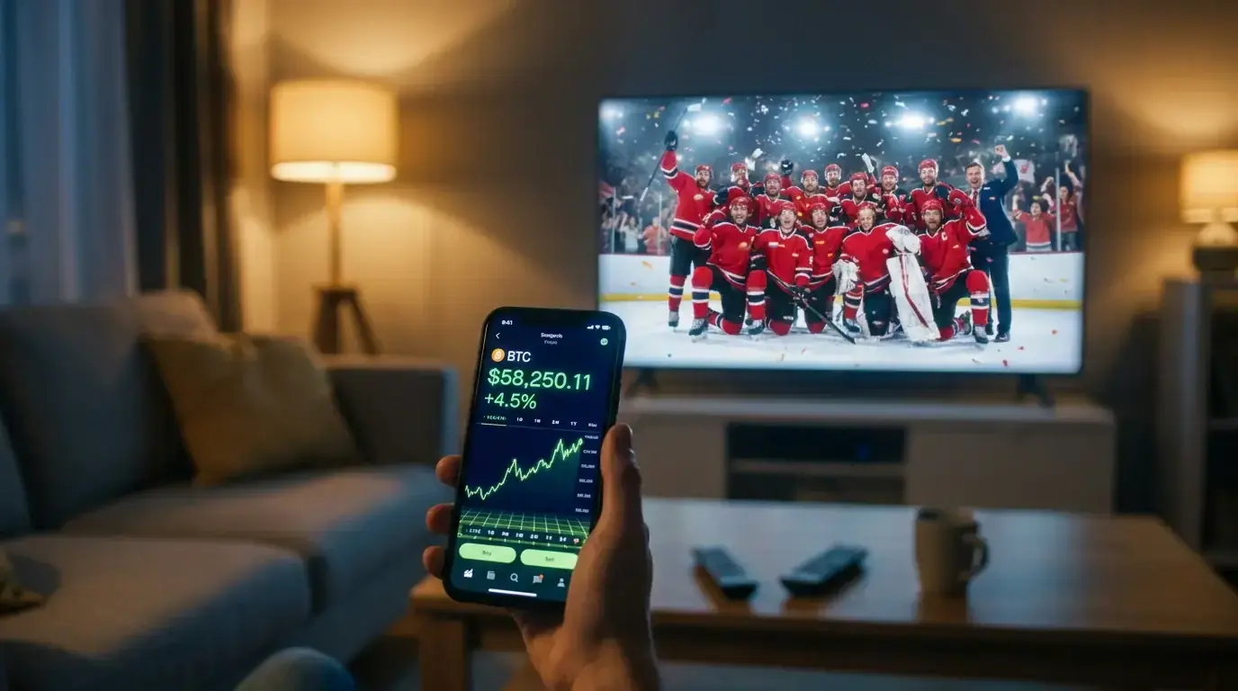 A goal during a live ice hockey game instantly moving the in-play price