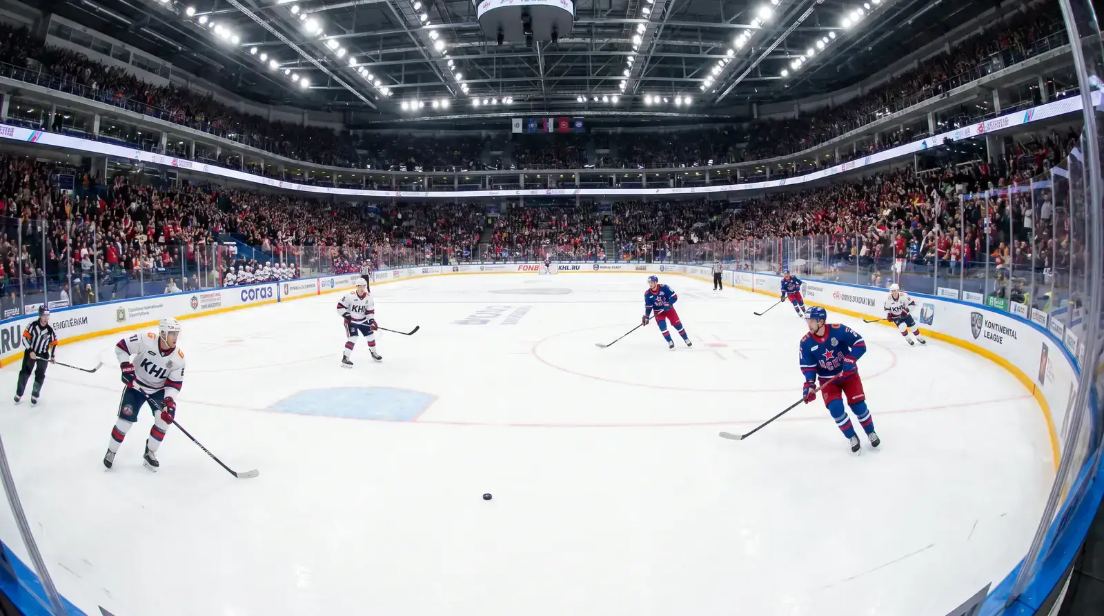 A KHL game on the wider European ice surface that opens up the play