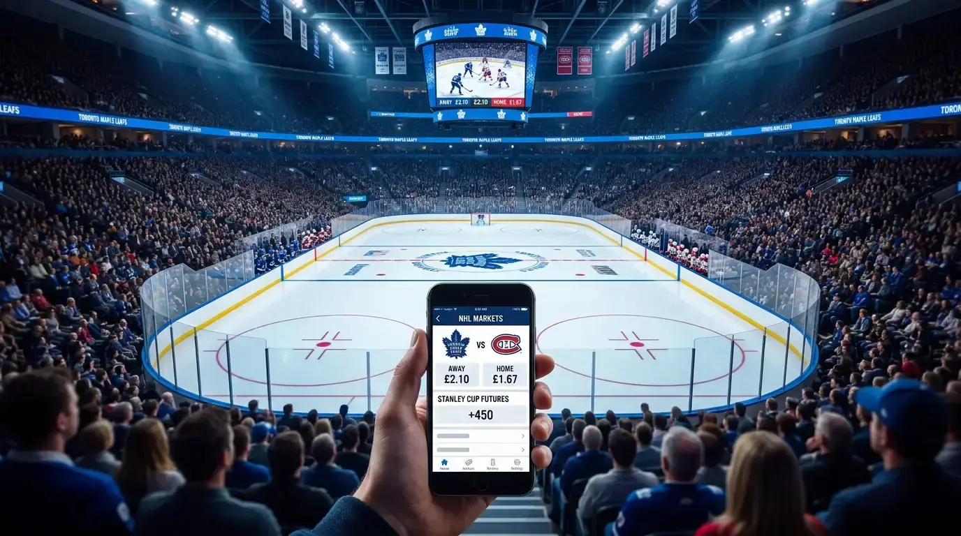 NHL betting markets and Stanley Cup futures shown in decimal odds for a UK bettor