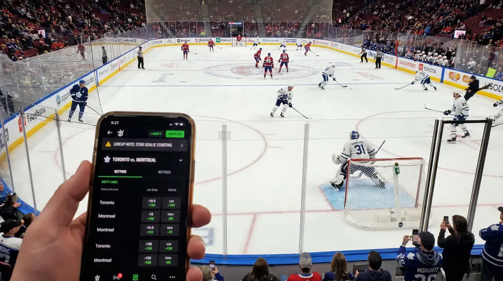 Confirming the starting goalie and roster before an ice hockey bet