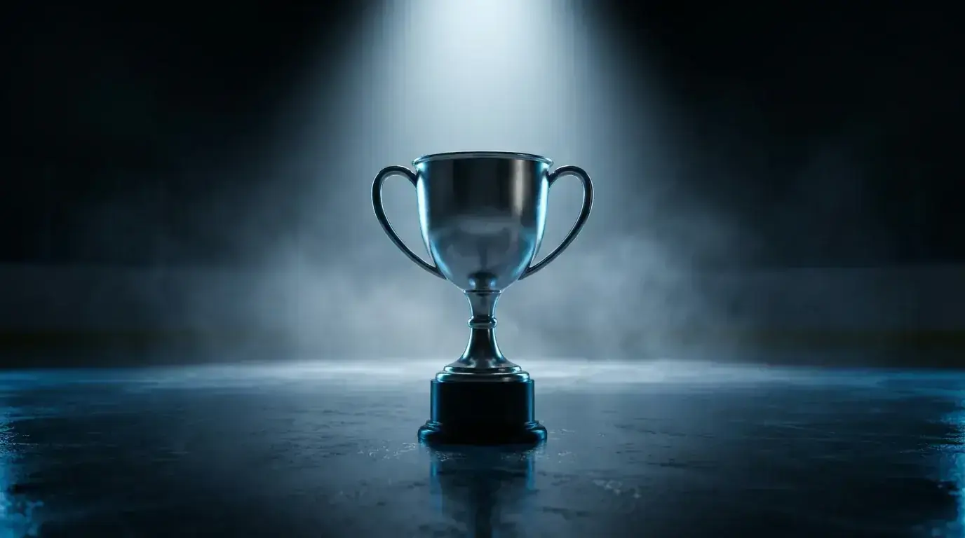 Ice hockey championship trophy representing NHL Stanley Cup and EIHL outright futures markets