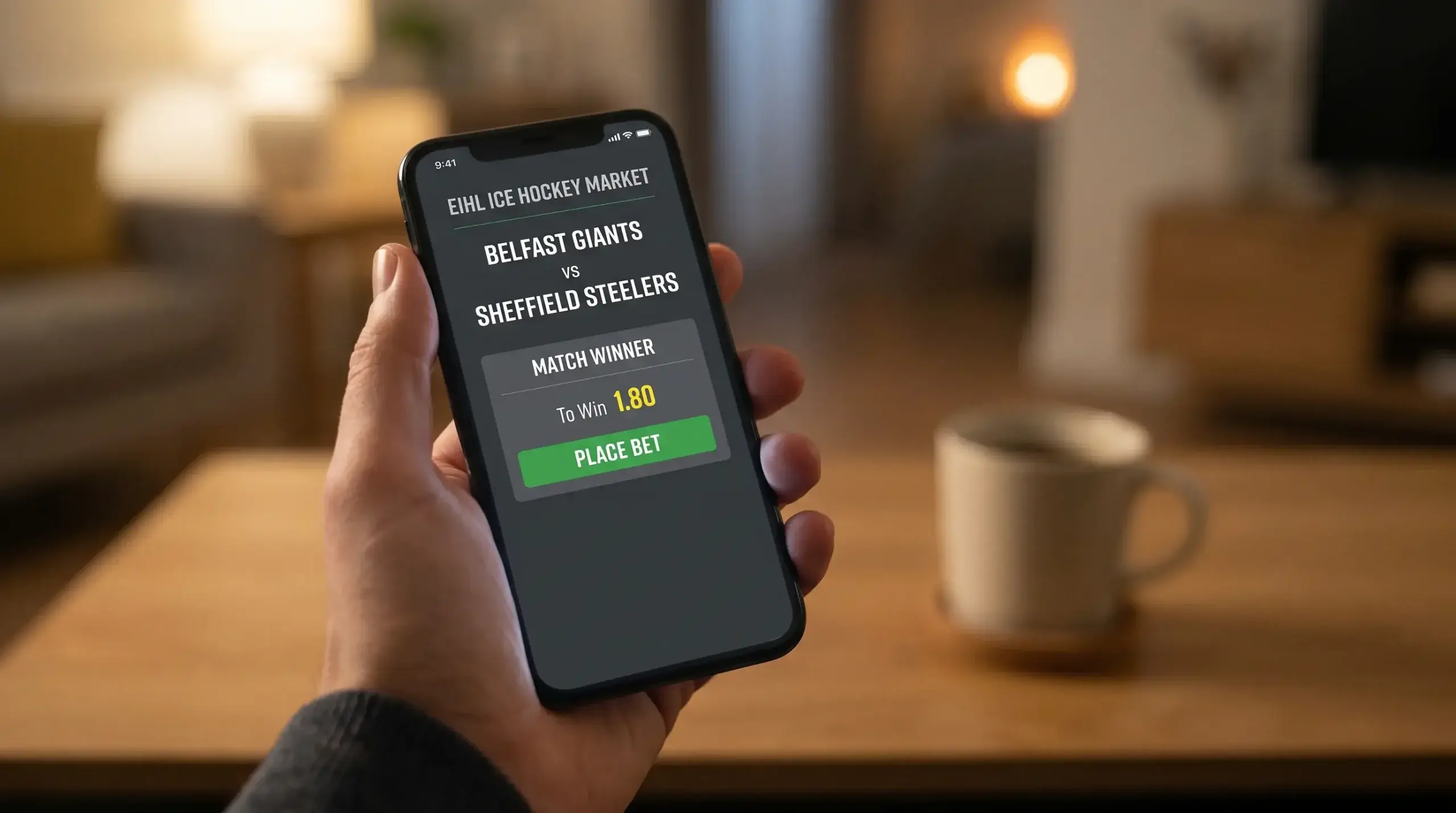 A thin EIHL market offering only a basic moneyline on a betting site
